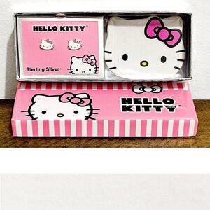 Hello Kitty 2pc Set Earrings in Sterling Silver & Trinket Dish. NWT and Box